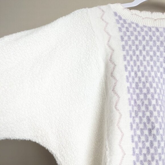 Vintage metallic knit scallop trim neckline sweater - Picture 3 of 6